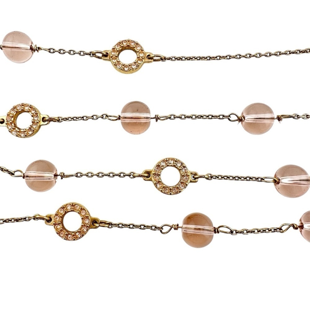 J Crew Necklace in Pink with Rhinestones and Gold Tone Setting and Chain - Picture 4 of 6